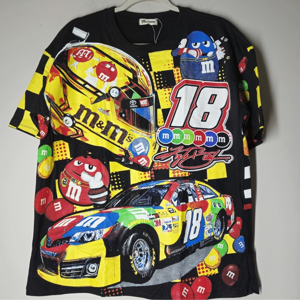 Nascar M&Ms Shirt Mens XL Black Kyle Busch #18 AOP All Over Print Size XL